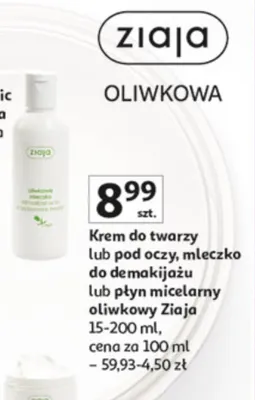 Krem do twarzy lub pod oczy, mleczko do demakijażu lub płyn micelarny oliwkowy promocja w Auchan