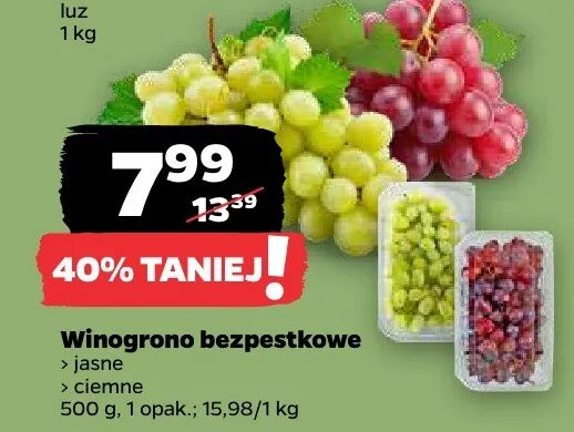 Winogrono bezpestkowe jasne promocja w Netto