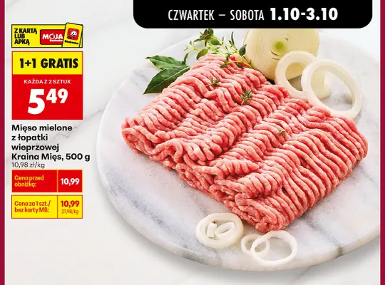 Mięso mielone z łopatki wieprzowej Kraina Mięs promocja w Biedronka