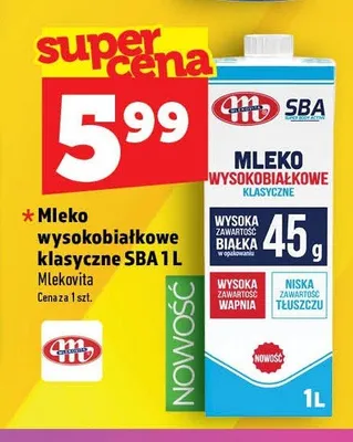 Mleko wysokobiałkowe klasyczne SBA Mlekovita promocja w TOPAZ