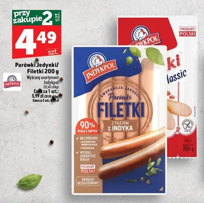 Parówki Filetki Indykpol promocja w TOPAZ