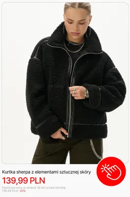 Kurtka sherpa z elementami sztucznej skóry Cropp promocja w Cropp