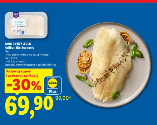 Halibut filet bez skóry Targ Rybny Lidla promocja w Lidl