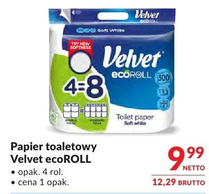 Papier toaletowy Velvet ecoROLL promocja w Makro