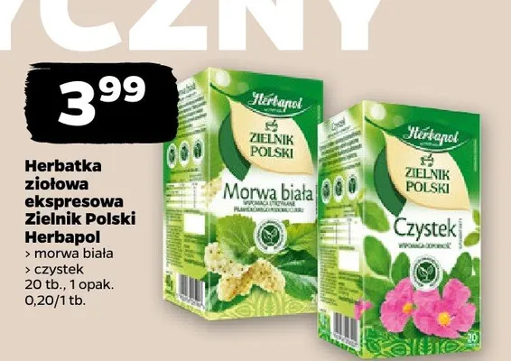 Herbatka ziołowa ekspresowa czystek promocja w Netto
