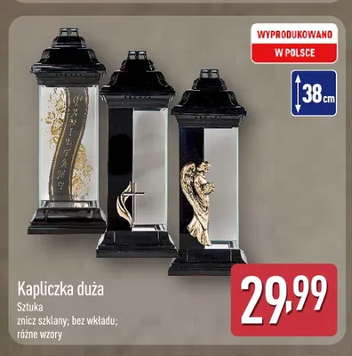 Znicz szklany Kapliczka duża bez wkładu 38 cm promocja w Aldi