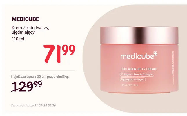 Krem-żel do twarzy ujędrniający Medicube Collagen Jelly Cream promocja w Rossmann