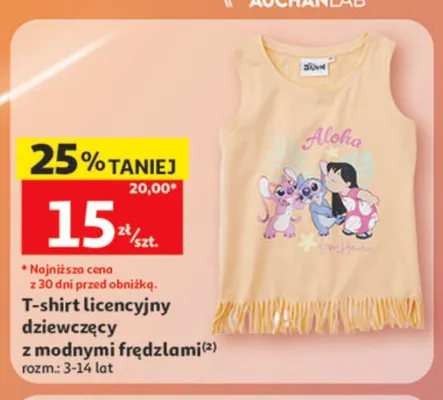T-shirt licencyjny dziewczęcy z modnymi frędzlami Inextenso promocja w Auchan