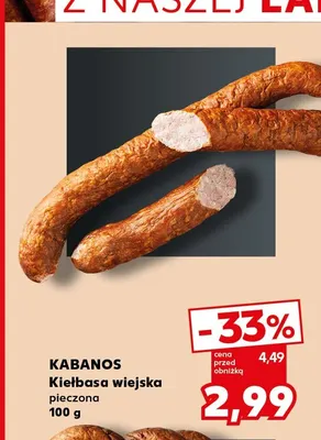 Kiełbasa wiejska pieczona Kabanos promocja w Kaufland