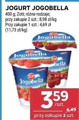 Jogurt Jogobella Zott promocja w Stokrotka