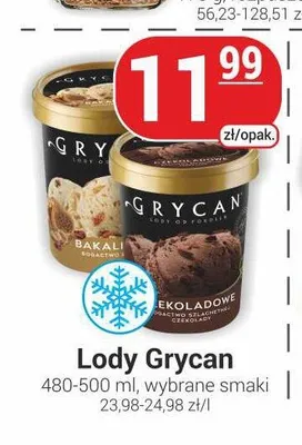 Lody Grycan czekoladowe promocja w Delikatesy Sezam