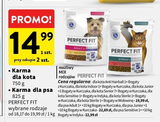 Karma dla kota Perfect Fit Anti Hairball 1+ bogaty z kurczaka promocja w Intermarche