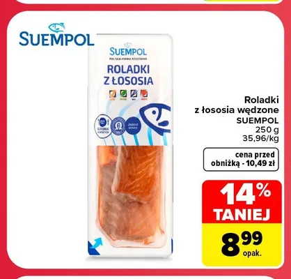 Roladki z łososia wędzone Suempol promocja w Carrefour