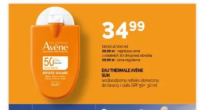 Wodoodporny refleks słoneczny do twarzy i ciała SPF 50+ Eau Thermale Avène Sun promocja w Ziko Dermo
