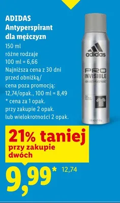 Antyperspirant dla mężczyzn Adidas promocja w Lidl