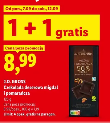 Czekolada deserowa J.D. Gross migdał i pomarańcza promocja w Lidl