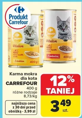 Karma mokra dla kota Carrefour 400g promocja w Carrefour