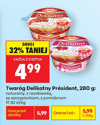 Twaróg Delikatny z pomidorem Président promocja w Biedronka