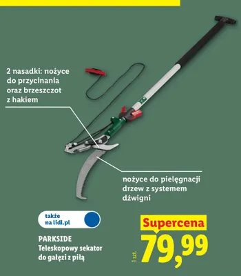 Teleskopowy sekator do gałęzi z piłą Parkside promocja w Lidl