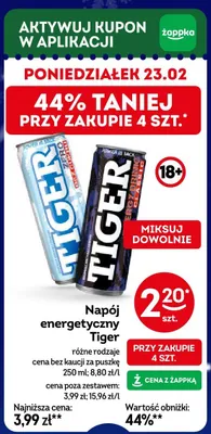 Napój energetyczny Tiger różne rodzaje promocja w Żabka