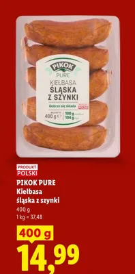 Kiełbasa śląska z szynki Pikok Pure promocja w Lidl