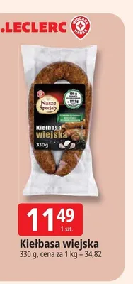 Kiełbasa wiejska Nasze Specjały promocja w Leclerc