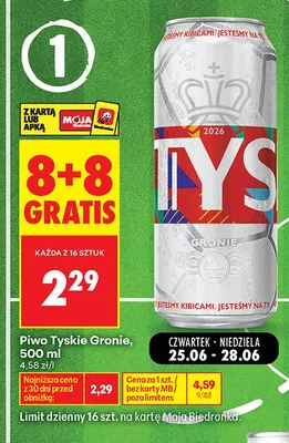 Piwo Tyskie Gronie promocja w Biedronka