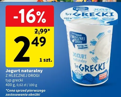 Jogurt naturalny Z Mlecznej Drogi typ grecki promocja w Intermarche