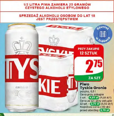 Piwo Tyskie Gronie promocja w Dino
