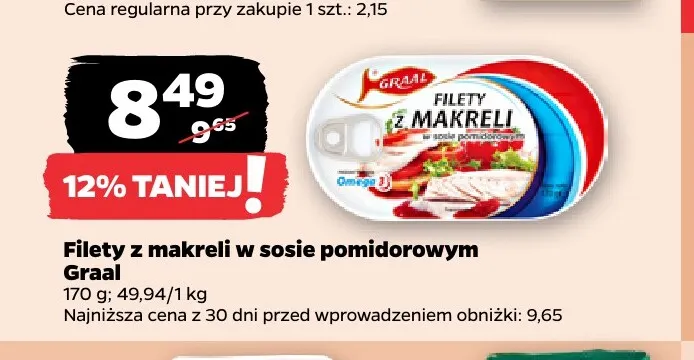 Filety z makreli w sosie pomidorowym Graal promocja w Netto