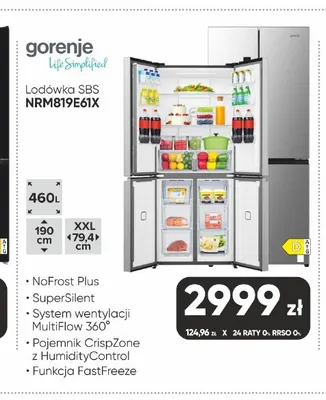 Lodówka Sbs Gorenje NRM819E61X promocja w Max Elektro