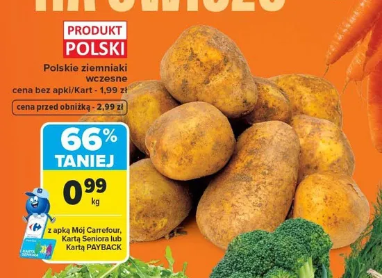 Ziemniaki wczesne polskie promocja w Carrefour