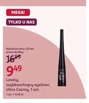 Szybkoschnący eyeliner Lovely Ultra Czarny promocja w Rossmann