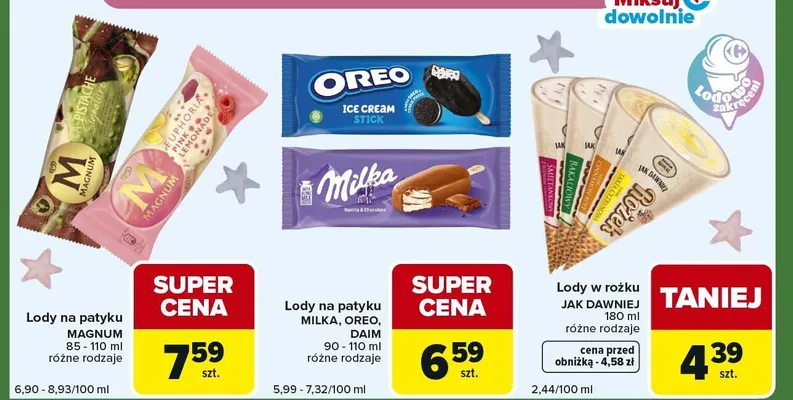 Lody na patyku DAIM promocja w Carrefour Express