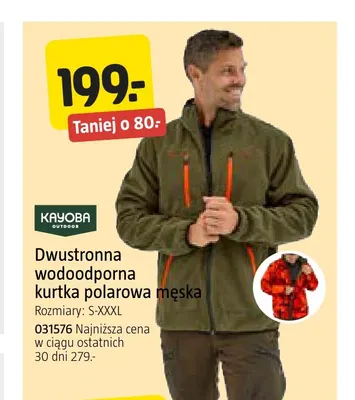 Dwustronna wodoodporna kurtka polarowa męska Kayoba Outdoor promocja w Jula