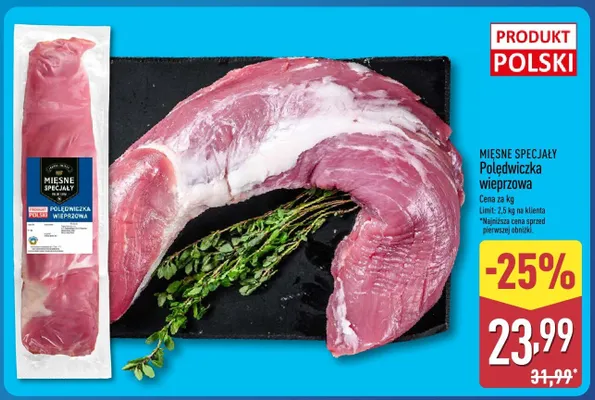Mięsne specjały polędwiczka wieprzowa promocja w Aldi