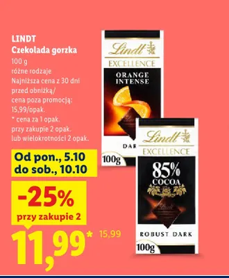 Czekolada gorzka Excellence Orange Intense Lindt promocja w Lidl