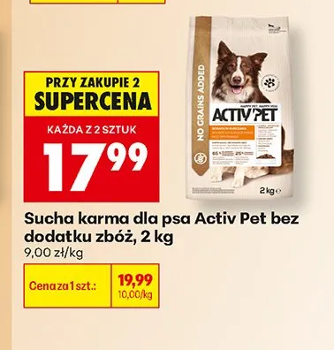Sucha karma dla psa Activ Pet bez dodatku zbóż promocja w Biedronka