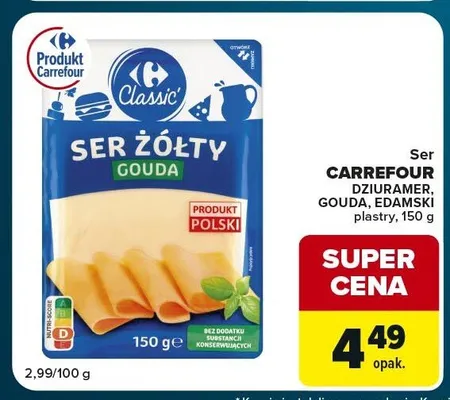 Ser Edamski plastry Carrefour Classic promocja w Globi