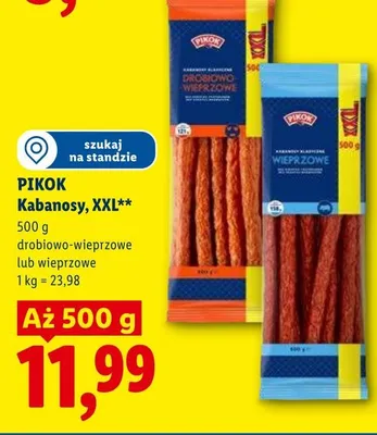 Kabanosy drobiowo-wieprzowe XXL PIKOK promocja w Lidl