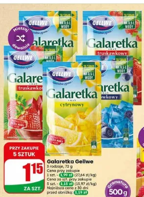 Galaretka truskawkowy Gellwe promocja w Dino