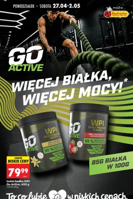 Izolat białka WPI smak truskawkowy Go Active promocja w Biedronka