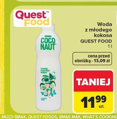 Woda z młodego kokosa Quest Food Coco Naut promocja w Carrefour