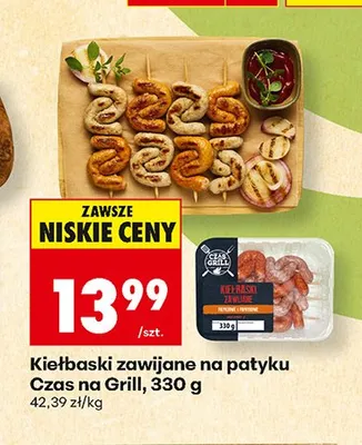 Kiełbaski zawijane na patyku Czas na Grill promocja w Biedronka