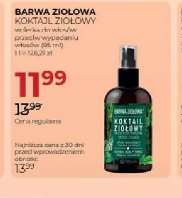 Wcierka do włosów przeciw wypadaniu włosów Barwa Ziołowa Koktajl Ziołowy promocja w Drogerie Jawa