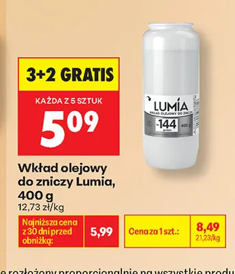 Wkład olejowy do zniczy Lumia promocja w Biedronka