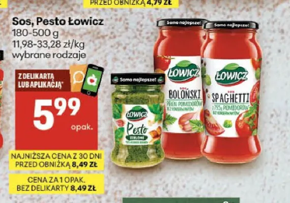 Sos boloński Łowicz promocja w Delikatesy Centrum