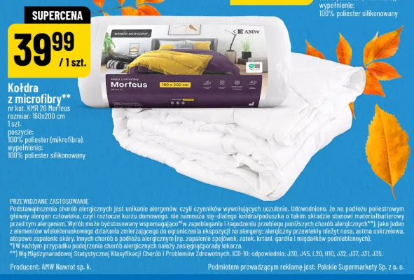 Kołdra z microfibry Morfeus 160x200 cm AMW promocja w POLOmarket