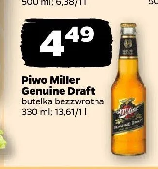 Piwo Miller Genuine Draft promocja w Netto