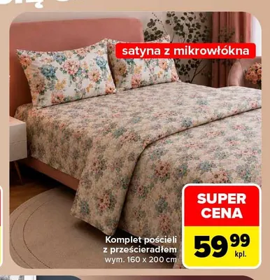 Komplet pościeli z prześcieradłem 160x200 cm promocja w Carrefour